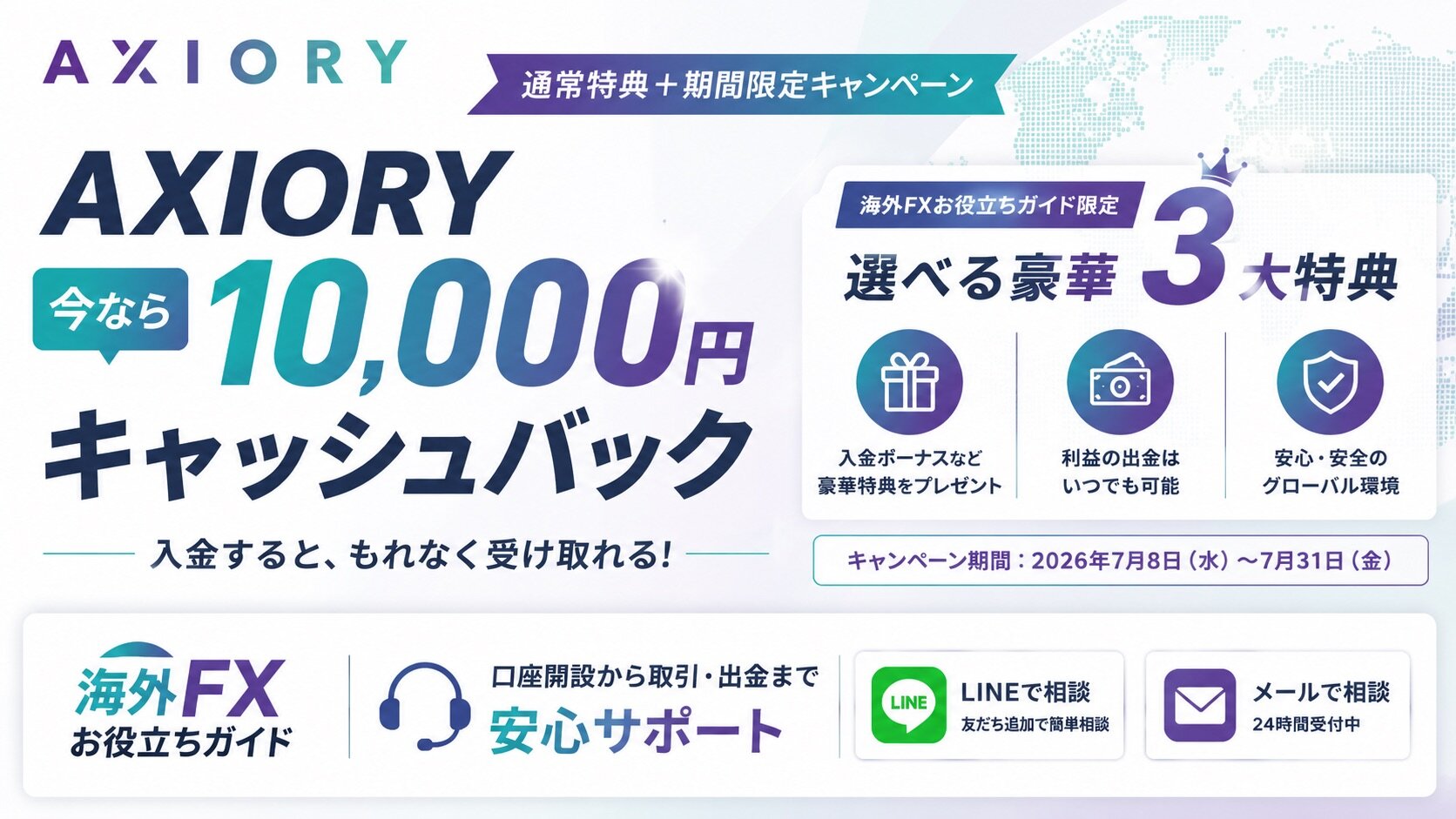 【AXIORY】口座開設特典がさらにパワーUP！今なら10,000円キャッシュバック
