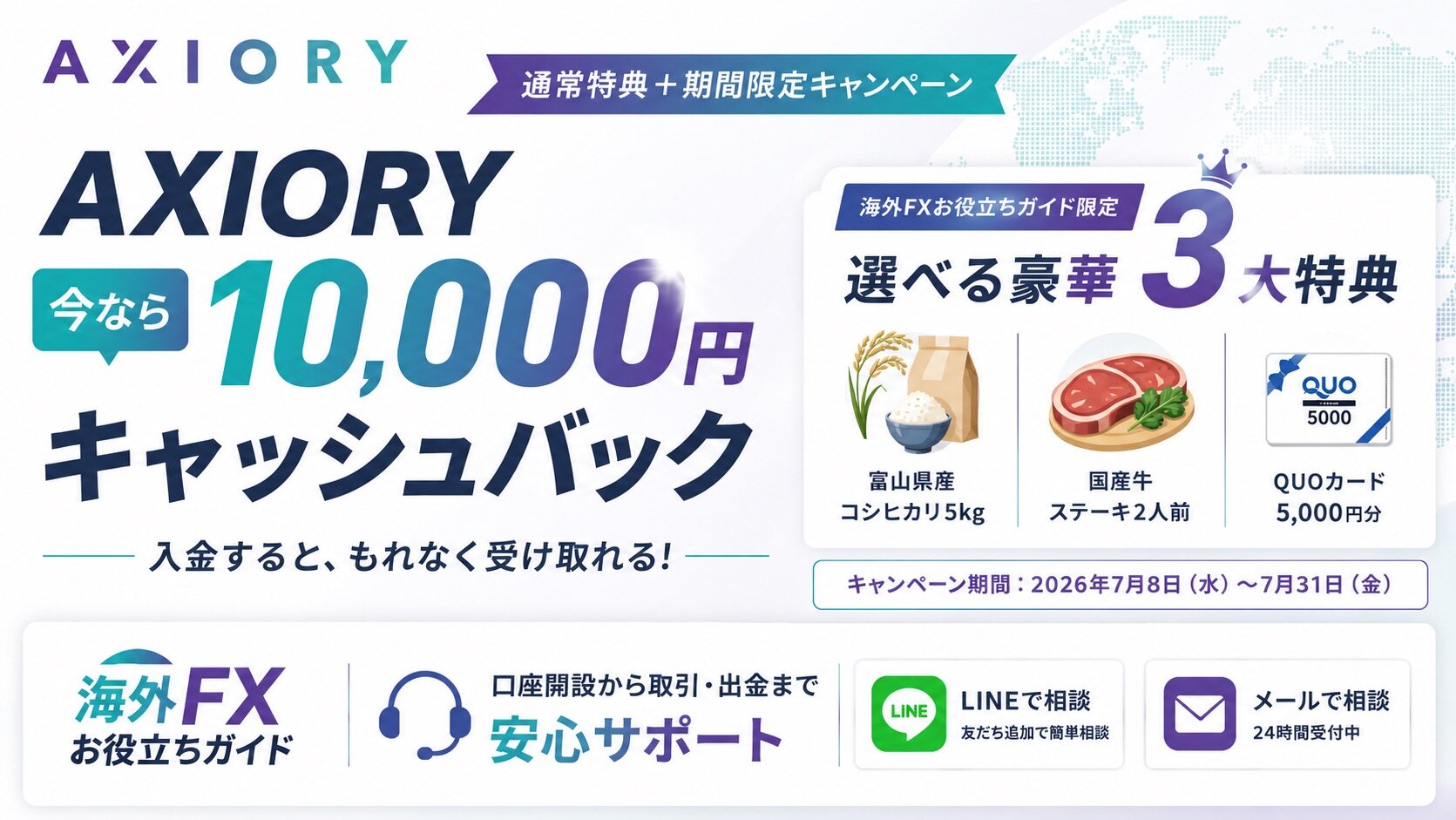 【AXIORY】口座開設特典がさらにパワーUP！今なら10,000円キャッシュバック
