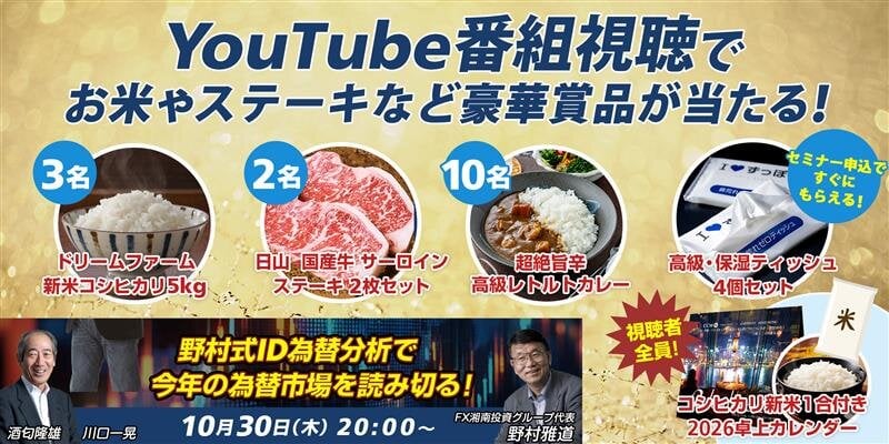 Youtube番組視聴で豪華賞品が当たる！