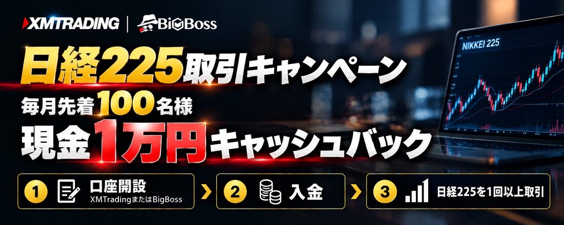 日経225取引キャンペーン｜毎月先着100名様「現金１万円キャッシュバック」