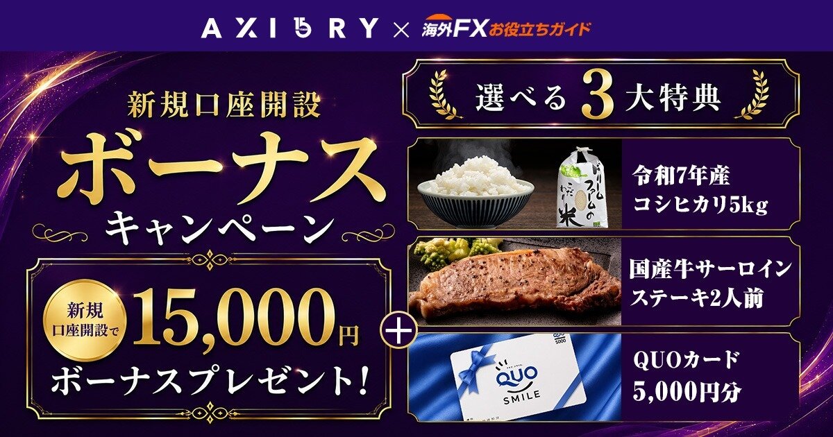 AXIORY（アキシオリー）限定 新規口座開設ボーナスキャンペーン