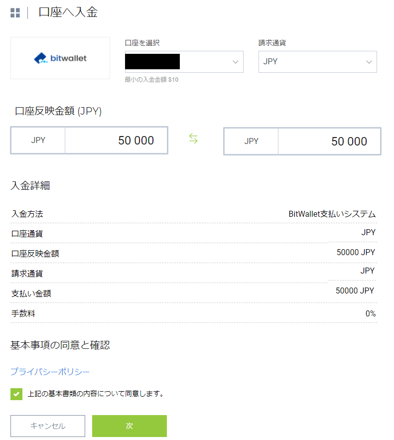 IFCMarkets bitwallet入金03