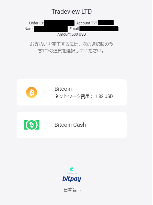 Tradeview ビットコイン入金03