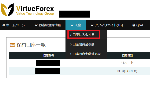 VirtueForex 国内送金01