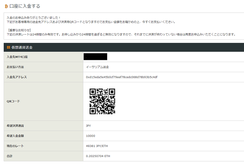 VirtueForex ビットコイン入金03