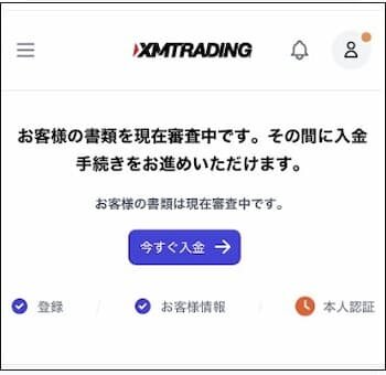 XM審査中表示