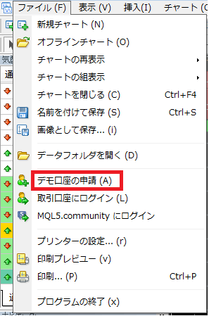 MT4デモ口座01