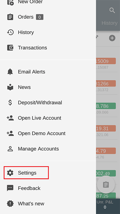 cTrader Android 言語変更方法02